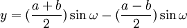  y =(\frac{a+b}{2})\sin\omega - (\frac{a-b}{2})\sin\omega 
